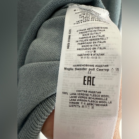 NWT $670 Etro Sweater virgin Wool Light Blue Multi Color Pegasus Logo Large L - Picture 7 of 16